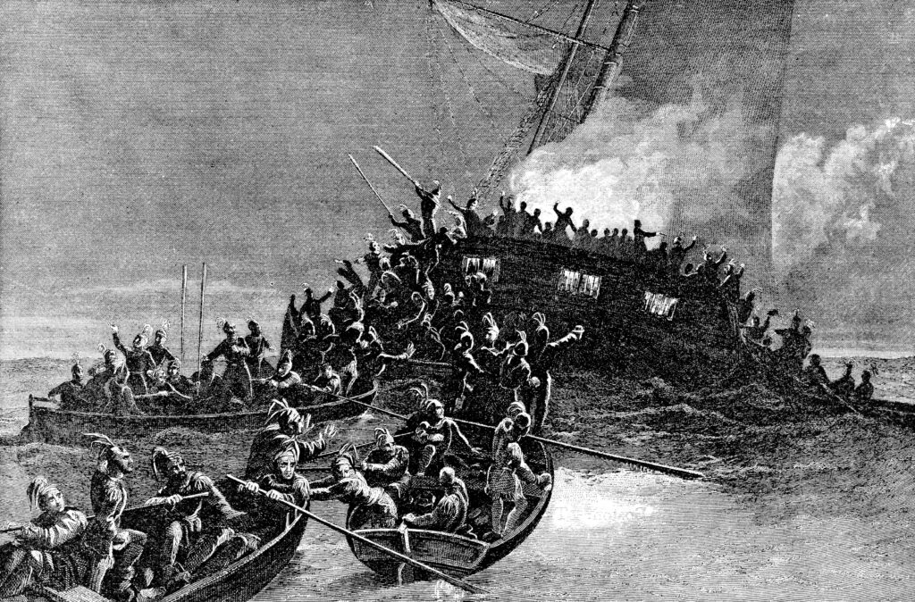 Destruction of the schooner Gaspee, from The Providence Plantations for 250 Years, by Welcome Arnold Greene (1886).