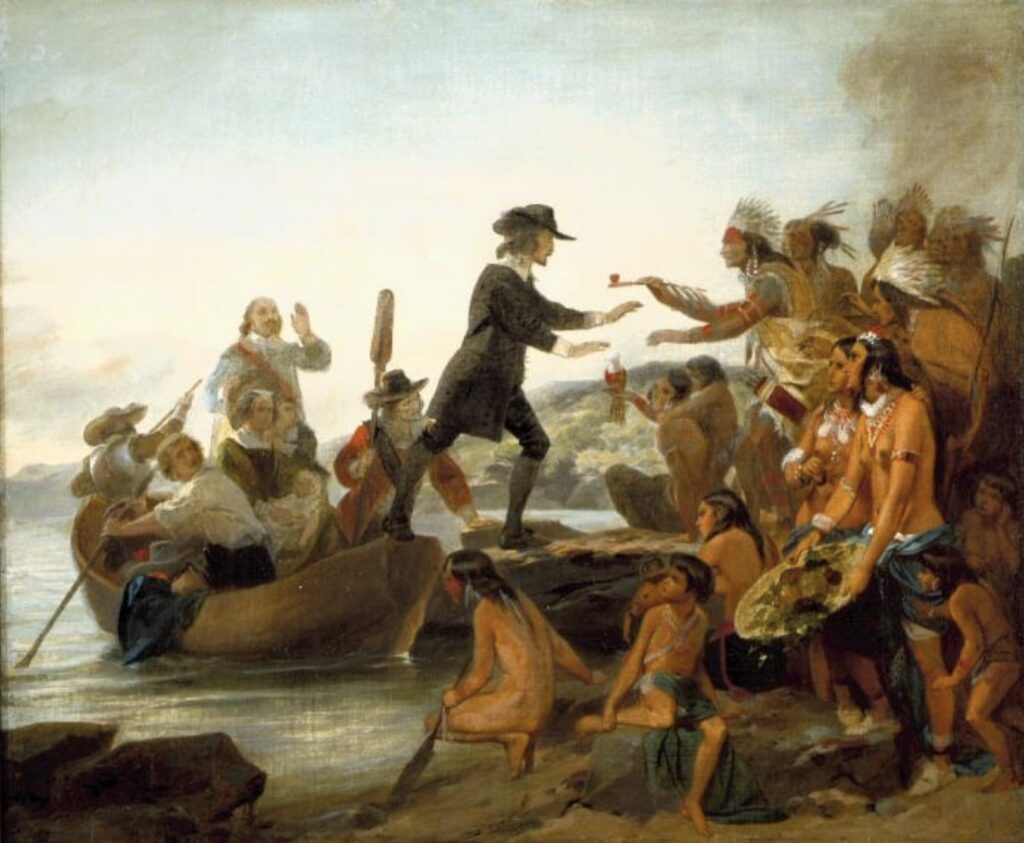 Alonzo Chappel (1857): The Landing of Roger Williams in 1636